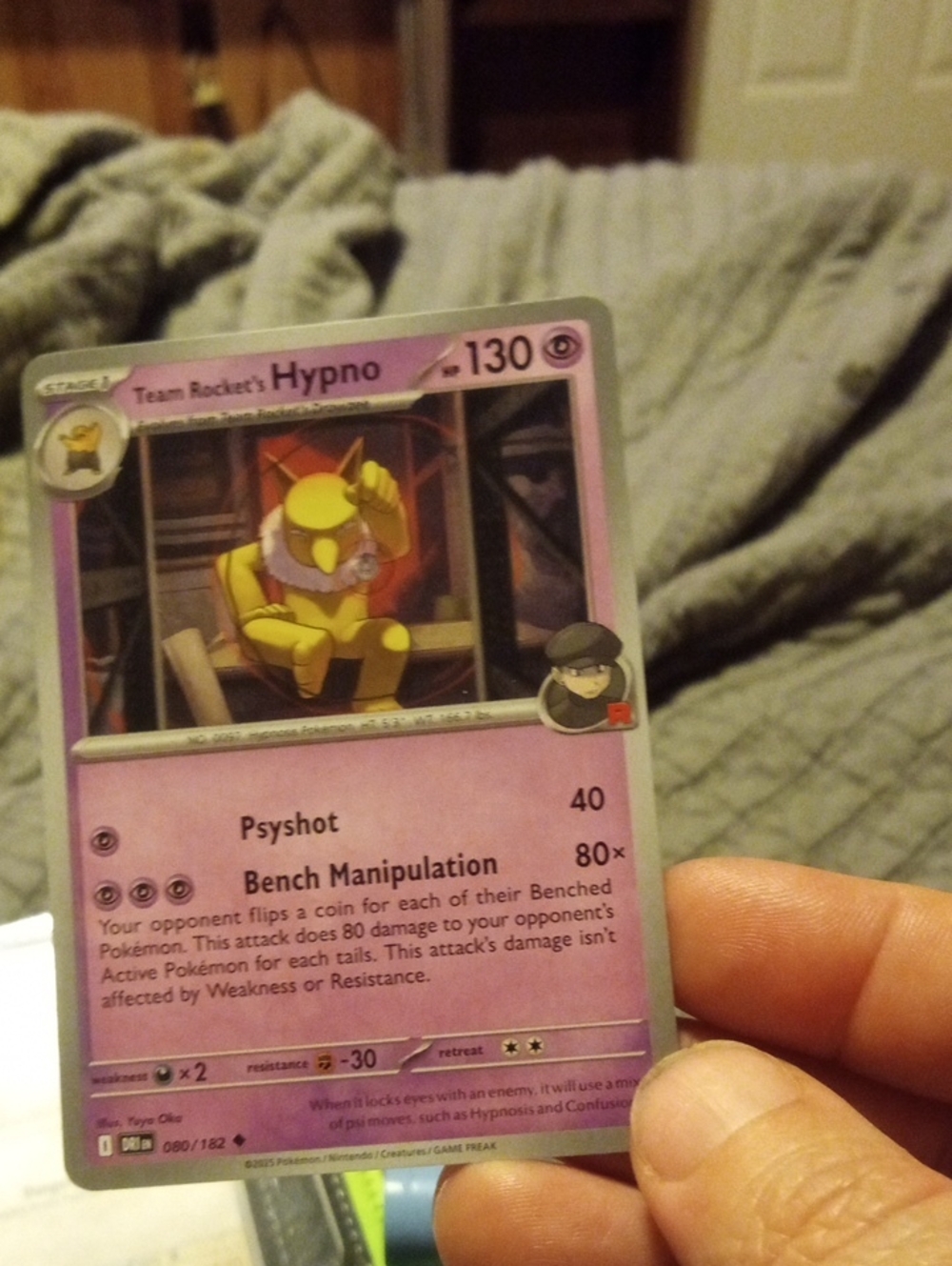 Pokemon Team Rocket's Hypno Card - Pink and Yellow Artwork